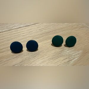 Blue and Green Round Stud Earrings